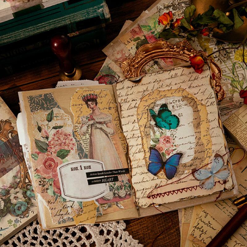 コラージュ 素材 デザイン ペーパー ジャンクジャーナル アンティーク