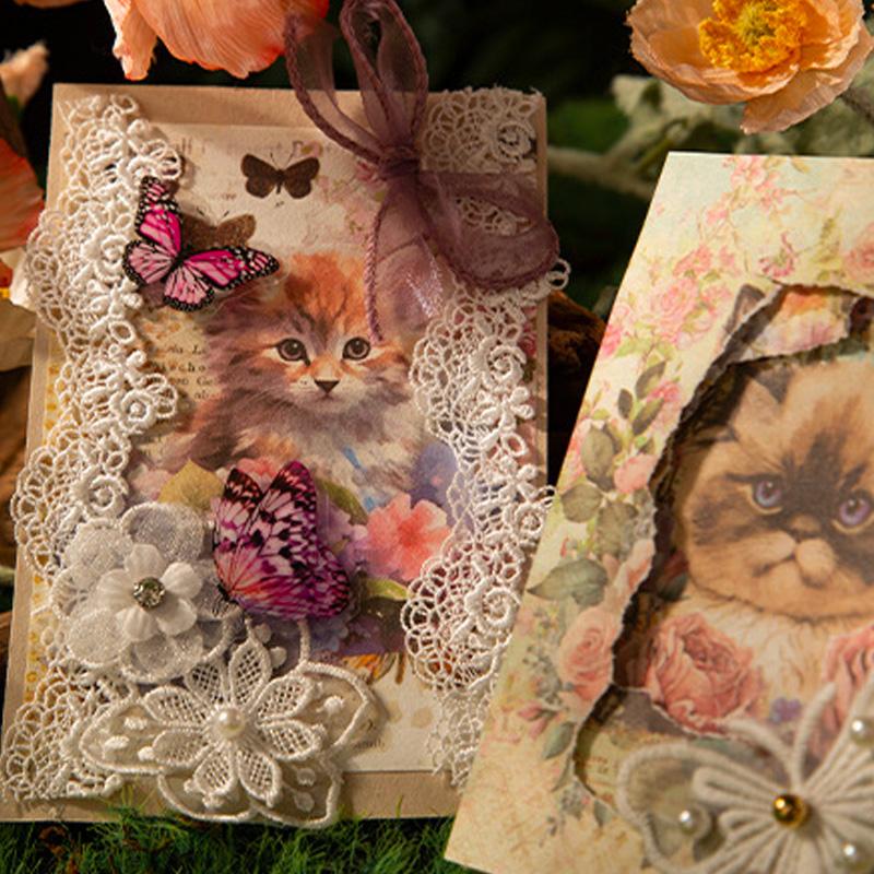 コラージュ 素材 デザイン ペーパー 猫 ネコ ジャンクジャーナル