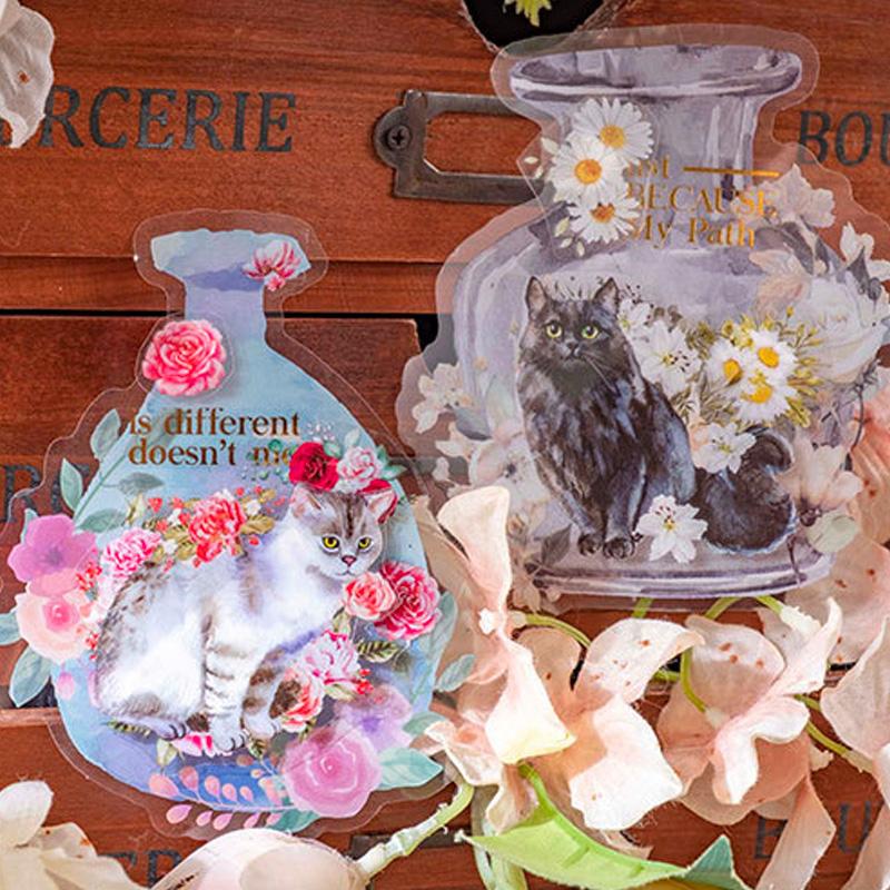 コラージュ 素材 シール 猫 ねこ ネコ ジャンクジャーナル