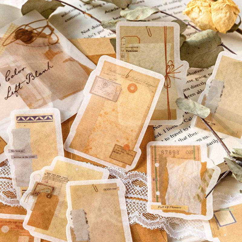 コラージュ 素材 シール タグ ラベル 手紙 植物 ジャンクジャーナル