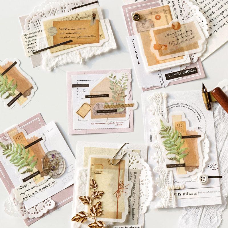 コラージュ 素材 シール タグ ラベル 手紙 植物 ジャンクジャーナル