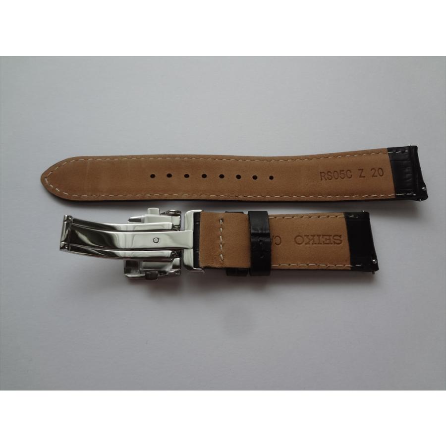 ☆在庫有 SEIKO 純正 腕時計バンド 20mm レザーベルト 黒色 ブラック D