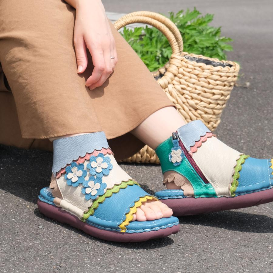 エスタシオン 靴 サンダル レディース ブーツサンダル フラワー 花 本