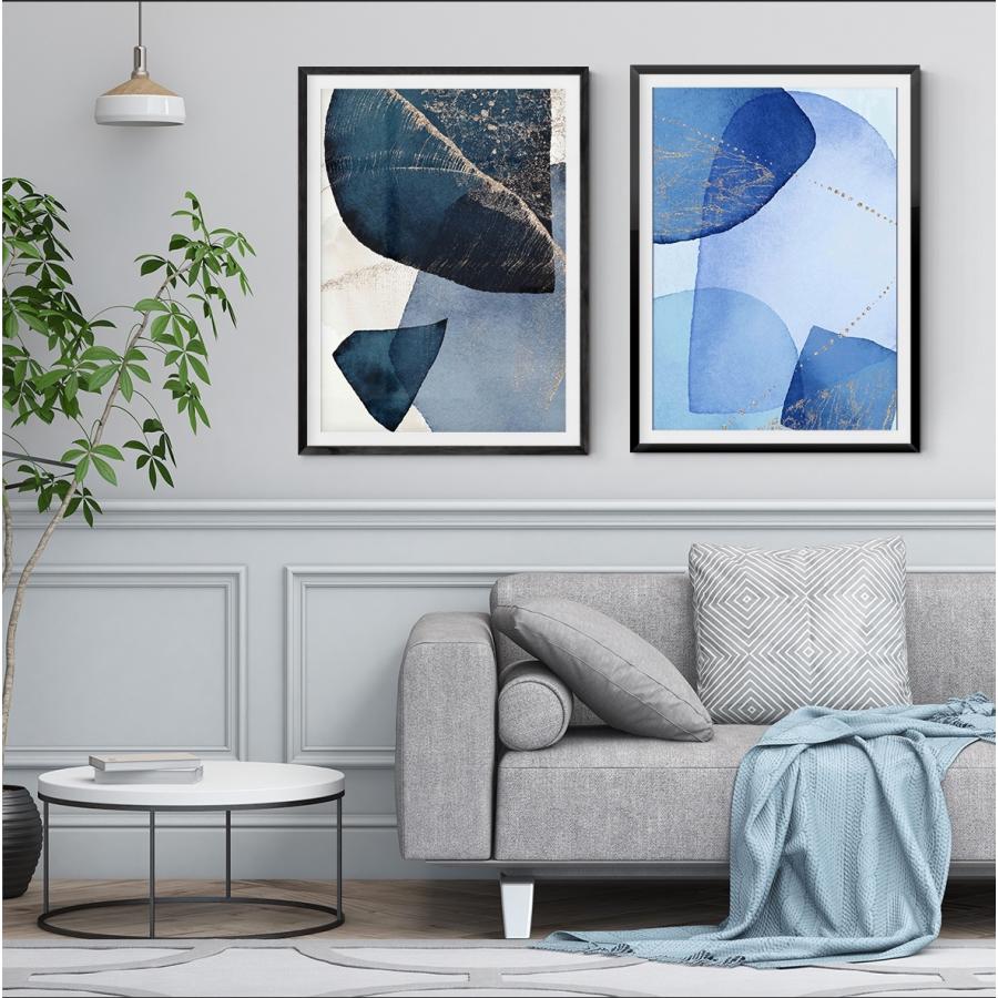 アート 北欧 ポスター おしゃれ A4 A3 B3 A2 B2 A1 B1 青 碧 水彩 抽象