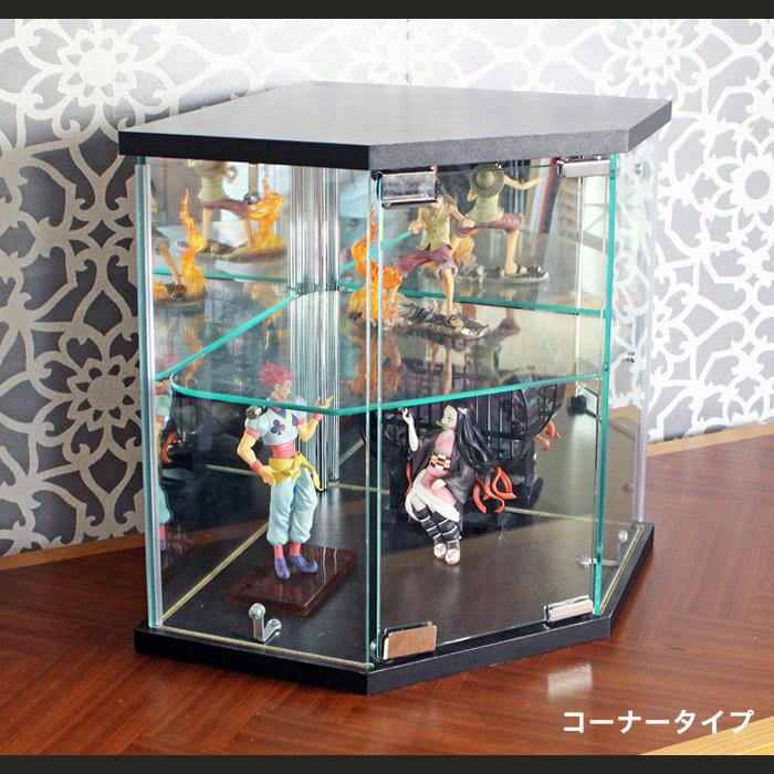 フィギュアケース 卓上 ガラス コレクションケース 2段 コーナー 背面