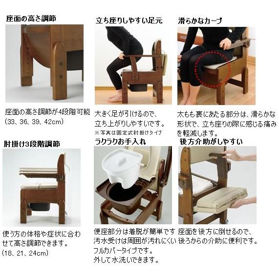 リッチェル（Richell） ポータブルトイレ 介護 木製トイレ きらく