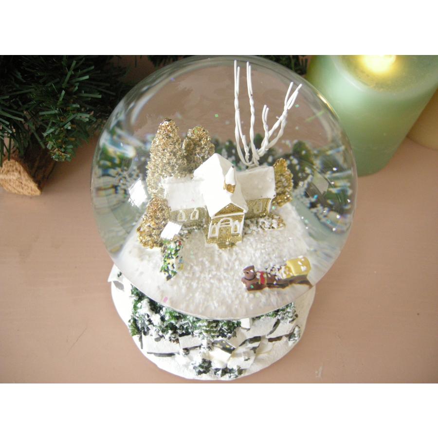 オルゴール付きスノードーム スノーヴィレッジゴールド 教会のスノー