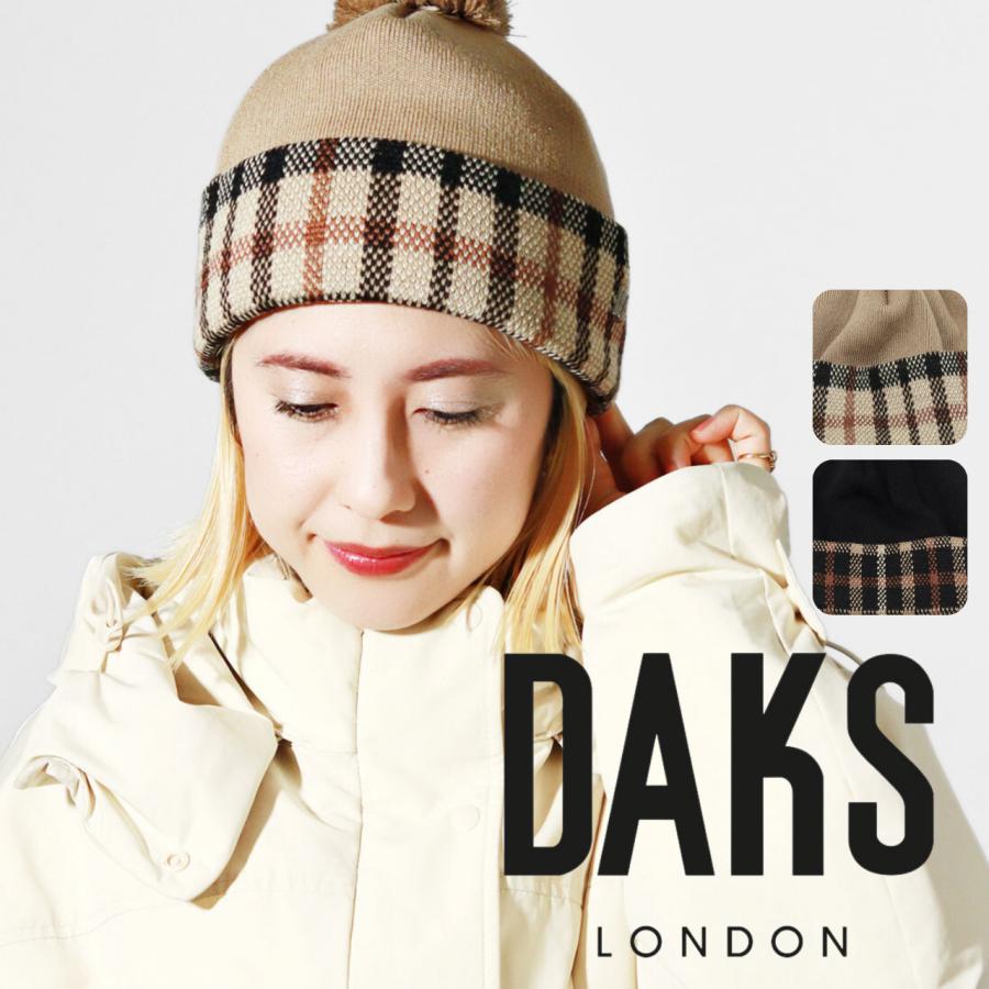DAKS（ダックス） ニット帽 レディース ポンポン付き 秋冬 ニット