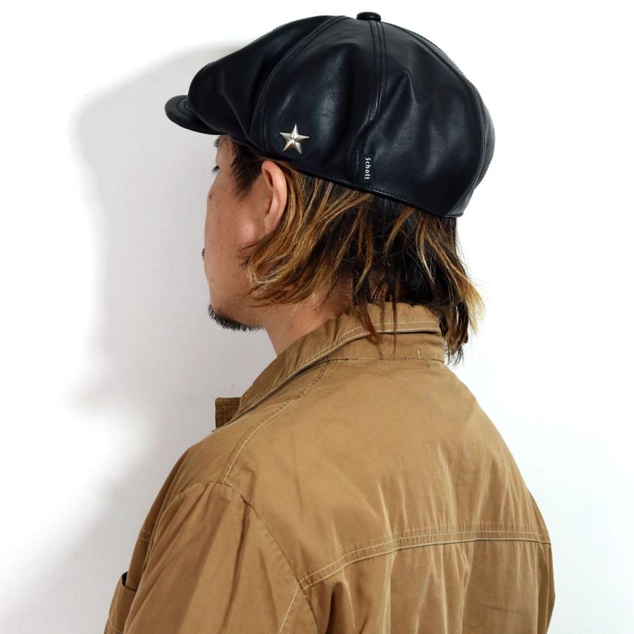 Schott N.Y.C（ショット） 本革 レザー 帽子 メンズ 8方 ハンチング