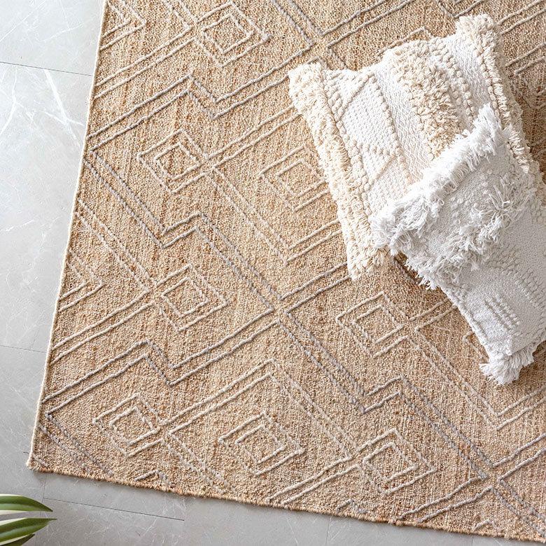 ELEMENTS ラグ ラグマット 約 133×190 cm 長方形 ジュート 麻 ウール