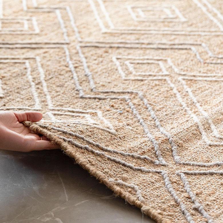 ELEMENTS ラグ ラグマット 約 133×190 cm 長方形 ジュート 麻 ウール