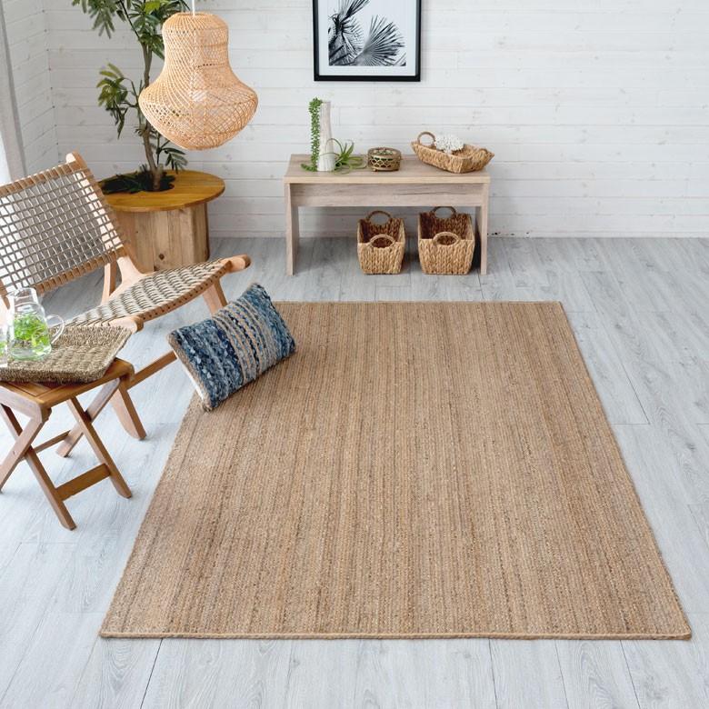 ELEMENTS ジュートラグ 約140×200cm 麻 天然素材 ラグ 敷物 ひんやり