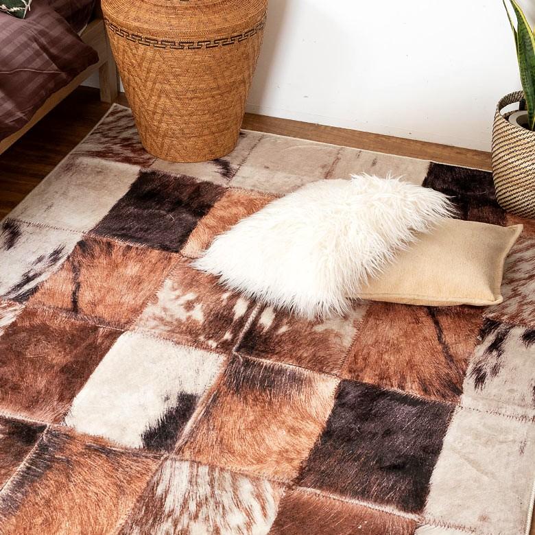 ラグ カーペット アニマル柄 約160cmx230cm 絨毯 毛皮 ブラウン 高級