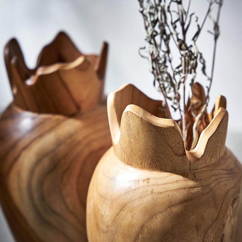 フラワー ベース 造 花 瓶 びん フェイク グリーン 高さ 30cm 天然 木