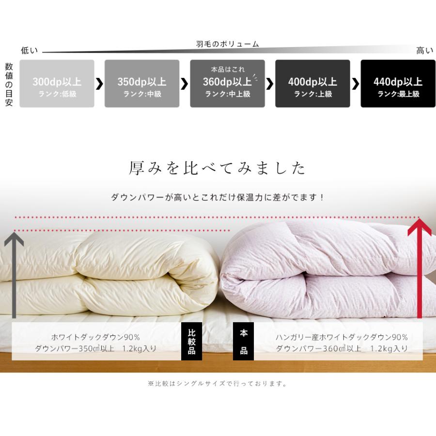 ロマンス小杉 羽毛布団 シングル 衿元フィット ハンガリー産ダウン90