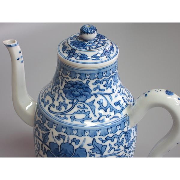 青華牡丹唐草紋水注 井上春峰造 本体のみ : 茶道具商 越中屋 - 通販