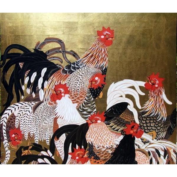 漆絵 伊藤若冲の名作_群鶏図 NH296 : 絵画制作専門ユーラシアアート