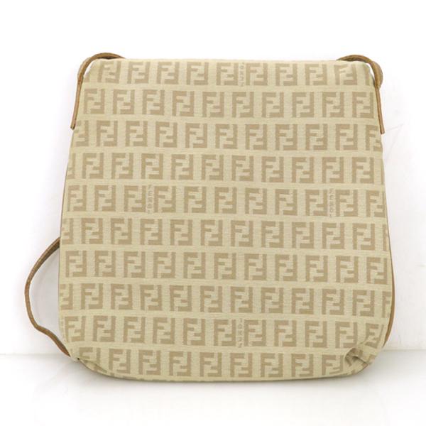 フェンディ FENDI ズッカ柄 ベージュ キャンバス レザー 2220-8BT075