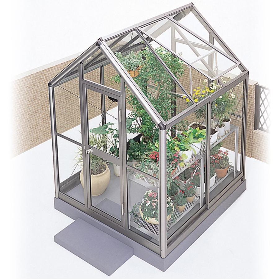 アルミ製ガラス温室B-1型 間口1800×桁行1800×高さ2372mm1.0坪 アンカー