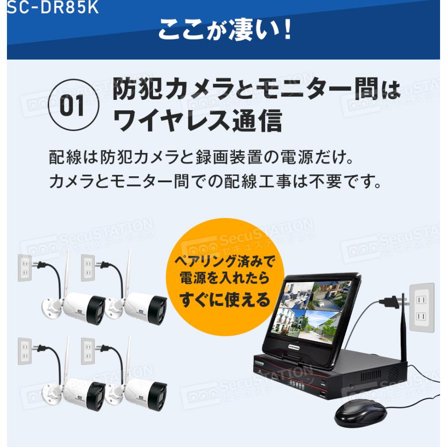 SecuSTATION 防犯カメラ 屋外 セット 家庭用 ワイヤレス wif モニター