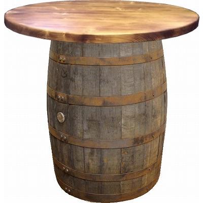 ウイスキー樽テーブル シンプルタイプ（天板1000φ）（無塗装風仕上