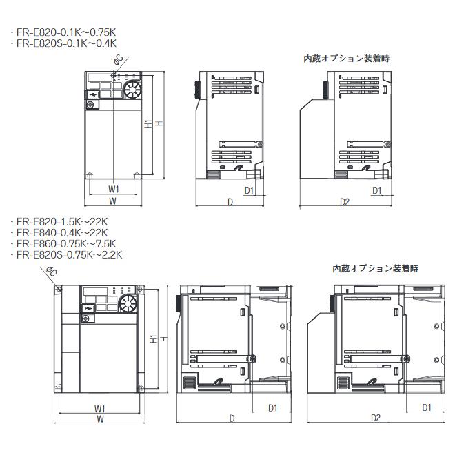 三菱電機 FR-E820-3.7K-1 インバータ 三相200V 3.7kW FREQROL-E800