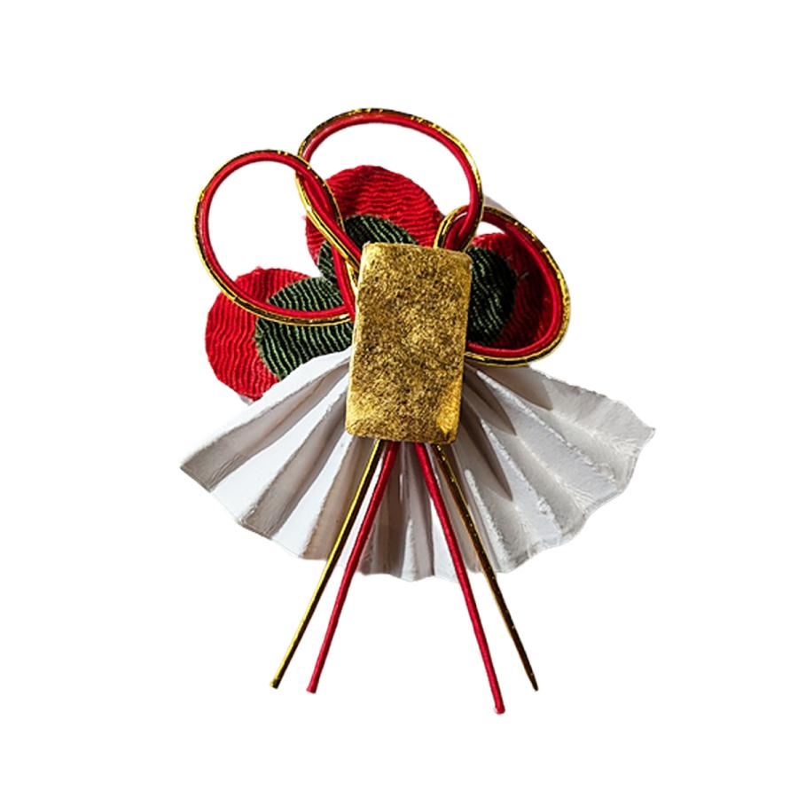 お正月飾り ひな祭り ちりめん細工 桃と水引（扇付き) : てづくり 手芸