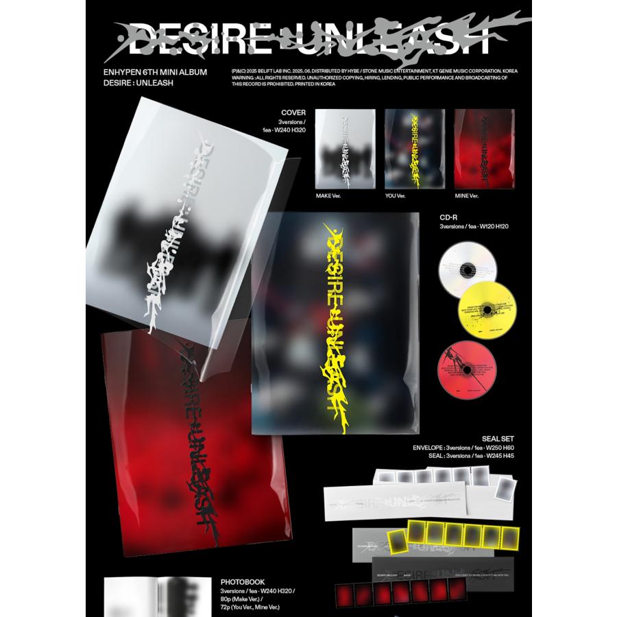 ENHYPEN - DESIRE : UNLEASH (MAKE Ver. / YOU Ver./ MINE Ver.)/ 6th