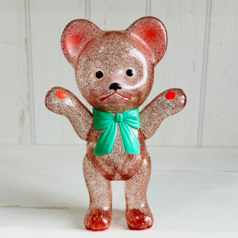 レトロドール 復刻版 クマちゃん オレンジ・ラメ レトロ・ソフビ人形