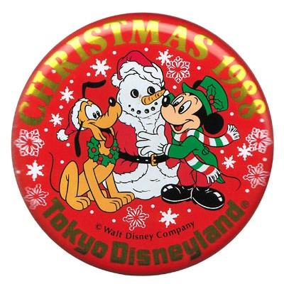TDL クリスマス 1988年 ミッキー&プルート 缶バッジ 缶バッチ