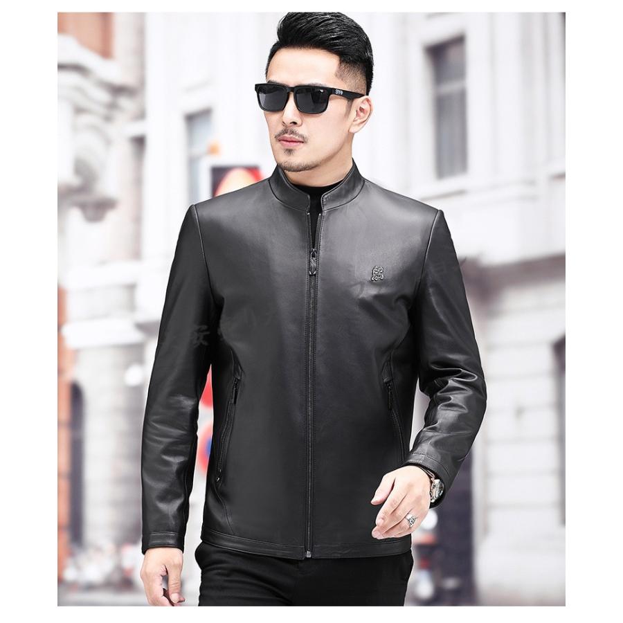 レザージャケットメンズ高級ラム革羊革防風防寒40代50代60代革