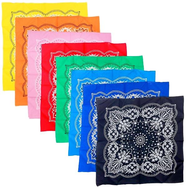 バンダナ ペイズリー柄 イエロー オレンジ レッド グリーン ブルー