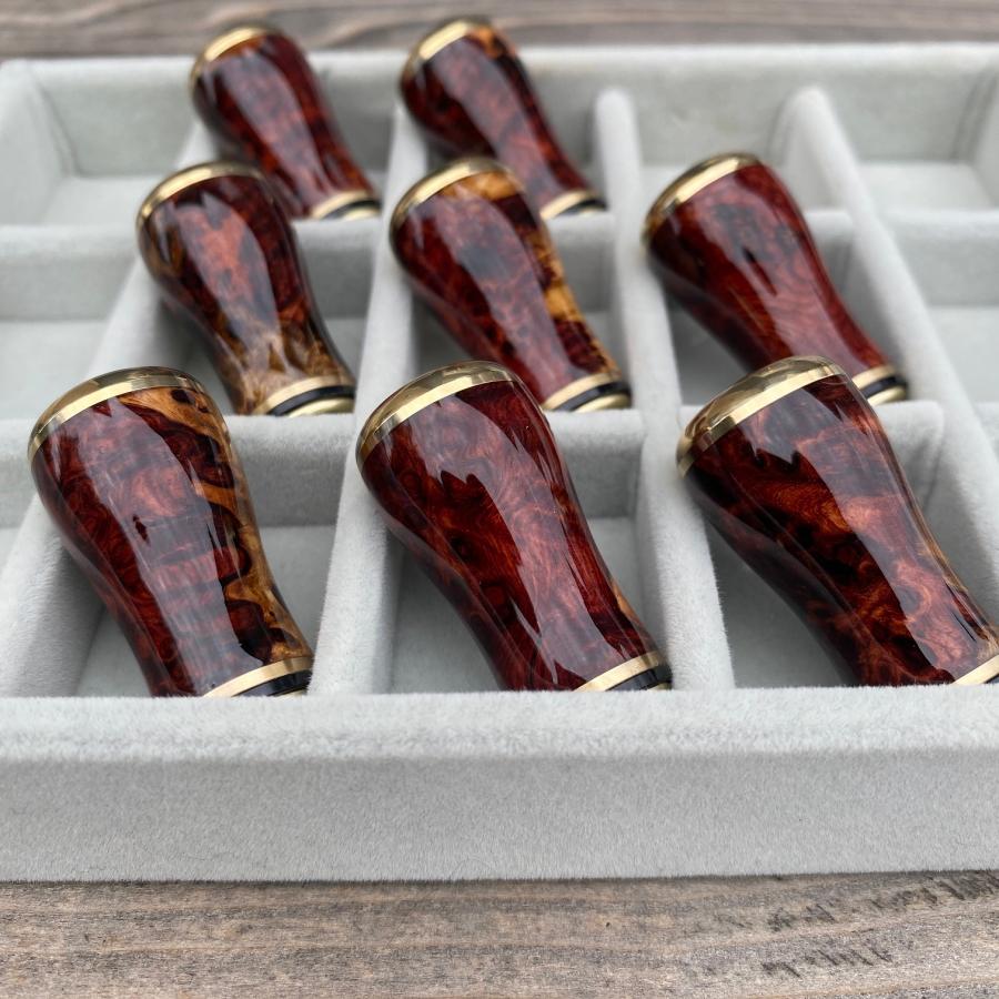 FHF ハンドルノブ 花梨 丸形 SSランク以上 上杢花梨紅白瘤 単色瘤混合