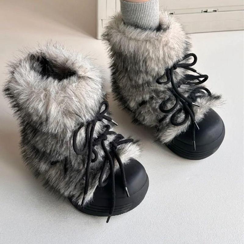 ふわふわフェイクファーブーツ レディース y2k ギャル系ブーツ