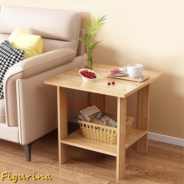 ローテーブル サイドテーブル 2段 大容量 木製 ナイトテーブル