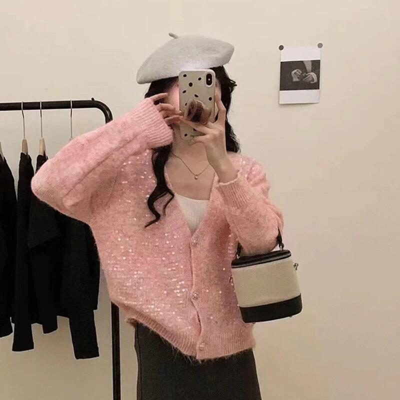 スパンコールカーディガン ニットカーディガン レディース ラメ