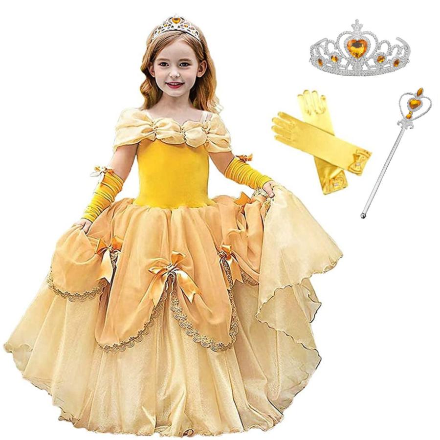 ベル ドレス 子供 コスプレ 衣装 美女と野獣 豪華5点 セット