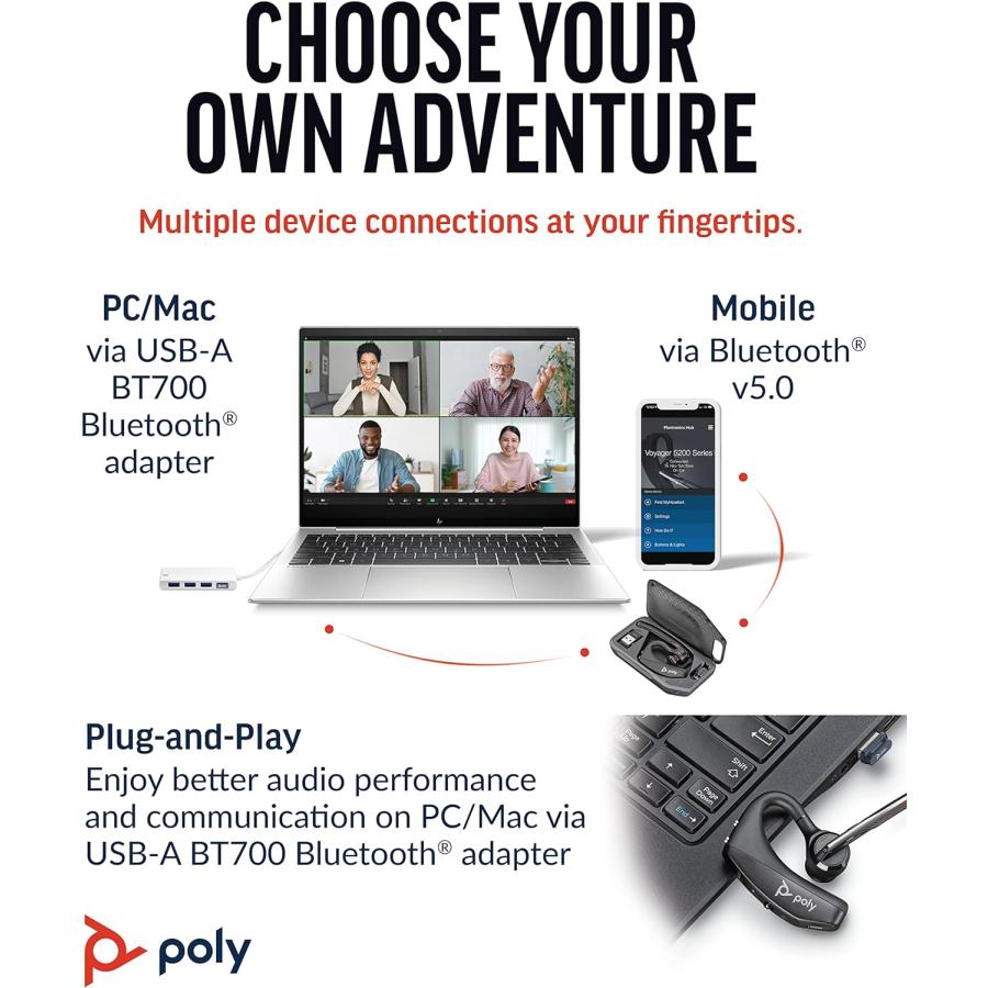 Voyager Poly 5200 UC Bluetooth PC接続用 BT700ドングル 専用充電