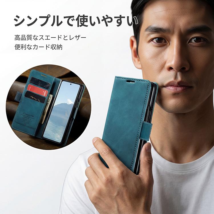 Galaxy Z Fold7 ケース Fold6 Fold5 Fold4 5G 手帳型 レザー 革 ボタン
