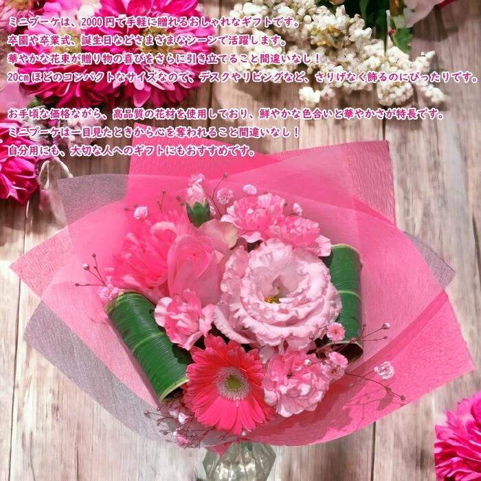 ミニブーケ 生花 2000円 卒園 卒業 切り花 卒業式 : フラワーアルス