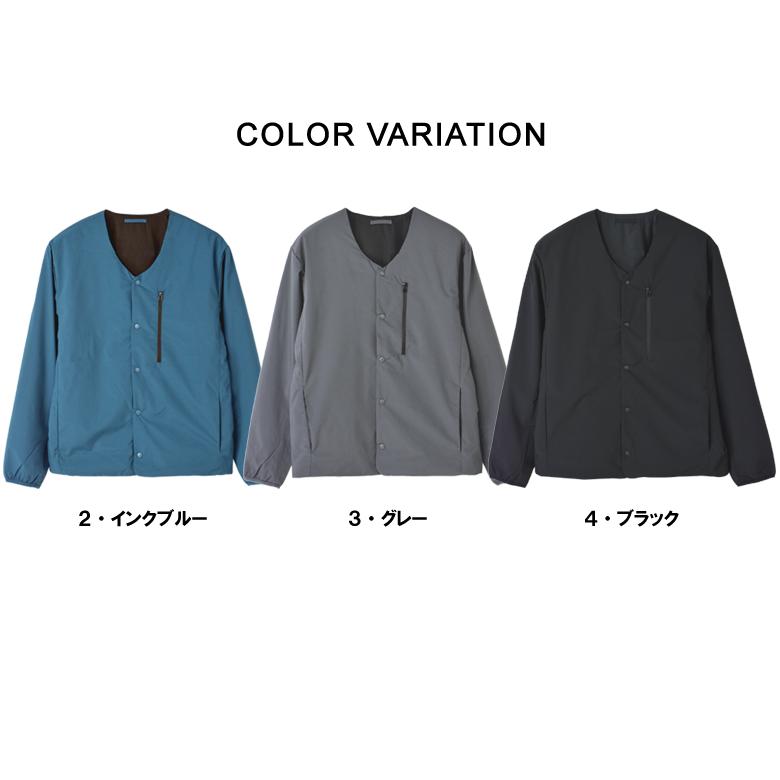 FLAG ON CREW メンズ 撥水 防風 保温 ノーカラージャケット Vネック