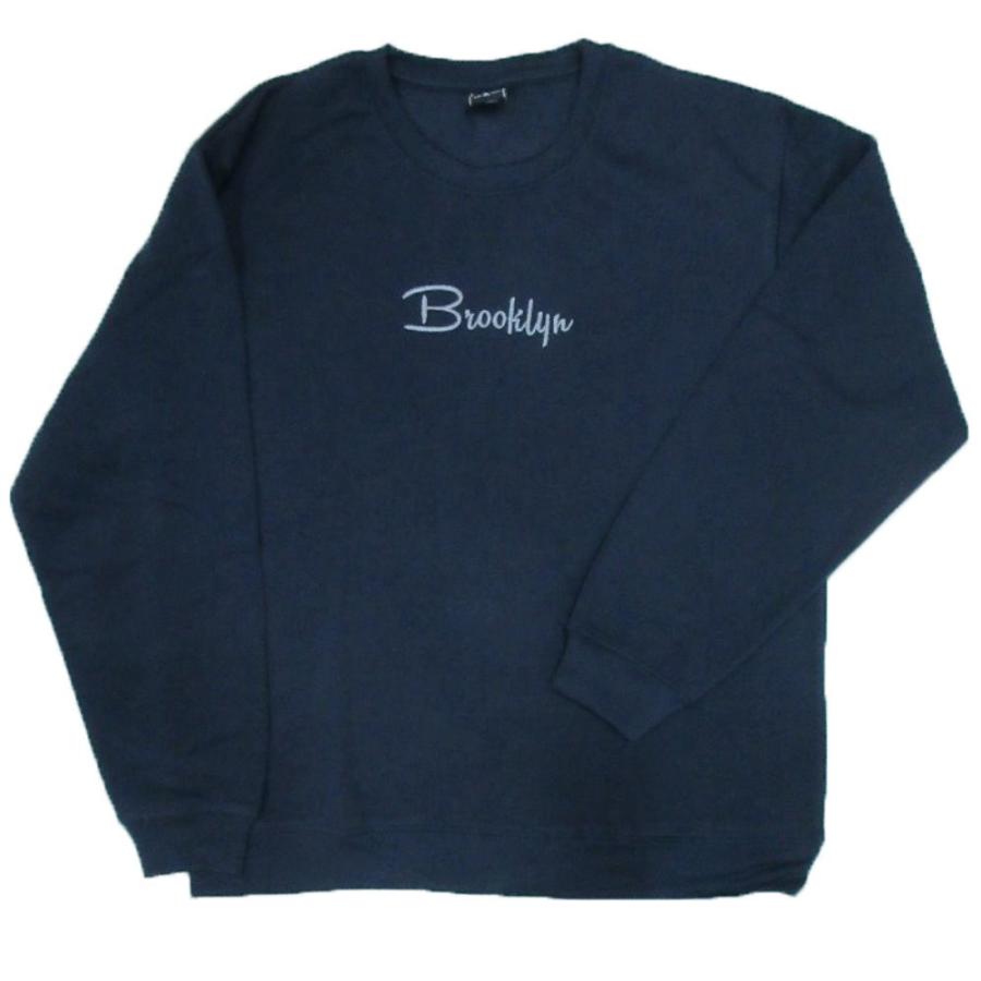 ZEKY 大きいサイズ 3L 4L メンズ 長袖 トレーナー 裏起毛 刺繍 文字 柄