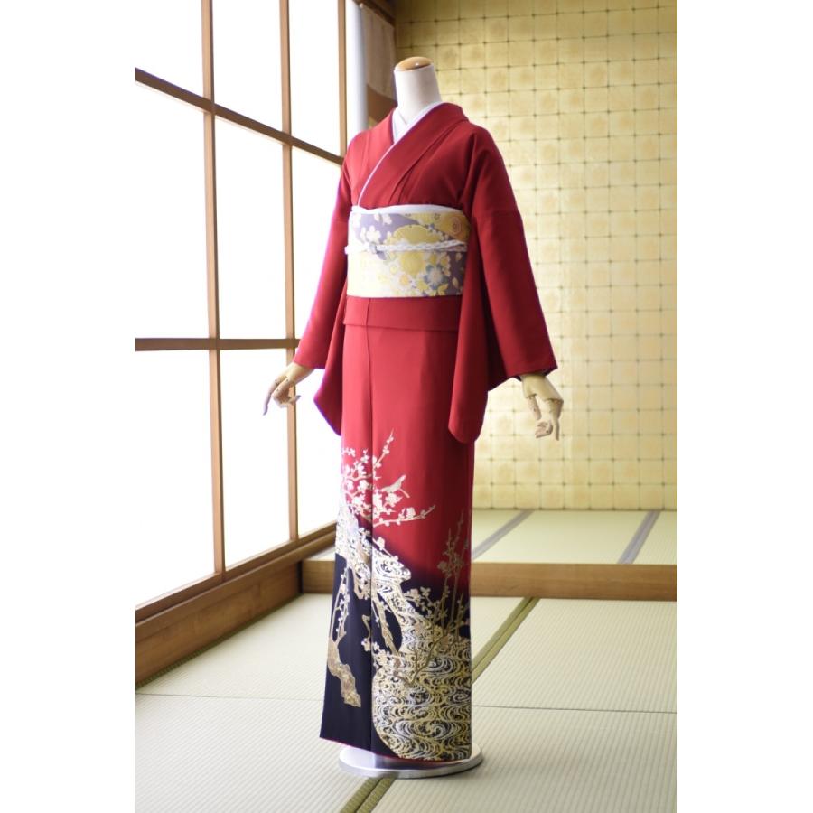 色留袖 レンタル着物 えんじ光琳の梅 身長 150cm〜165cm位 結婚式 親族