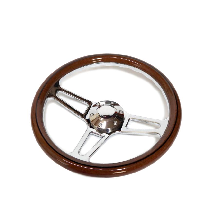 14インチ ウッドステアリング ハンドル メッキスポーク 35cm momo