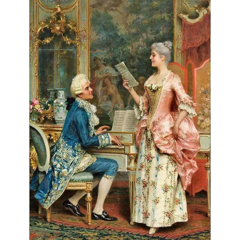 ロココ調ゴールドダブルフレーム 貴族額絵 ファブリック印刷 10S