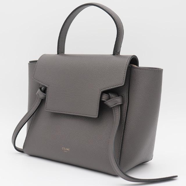 CELINE（セリーヌ） ベルトバッグ ナノ 2way ショルダー レザー グレー