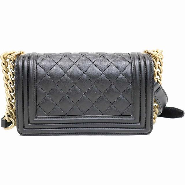 BOY CHANEL シャネル ボーイ チェーン ショルダー バッグ 黒 レザー