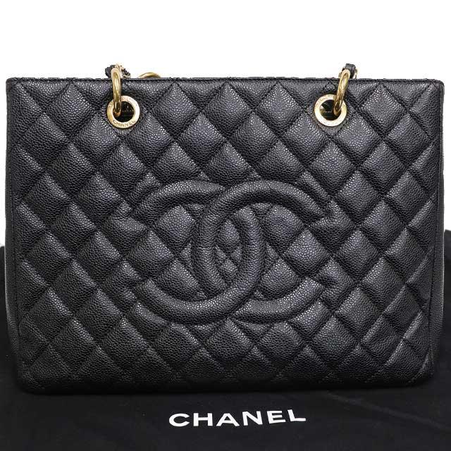 キャビアスキン （美品）シャネル CHANEL GST チェーン トート バッグ
