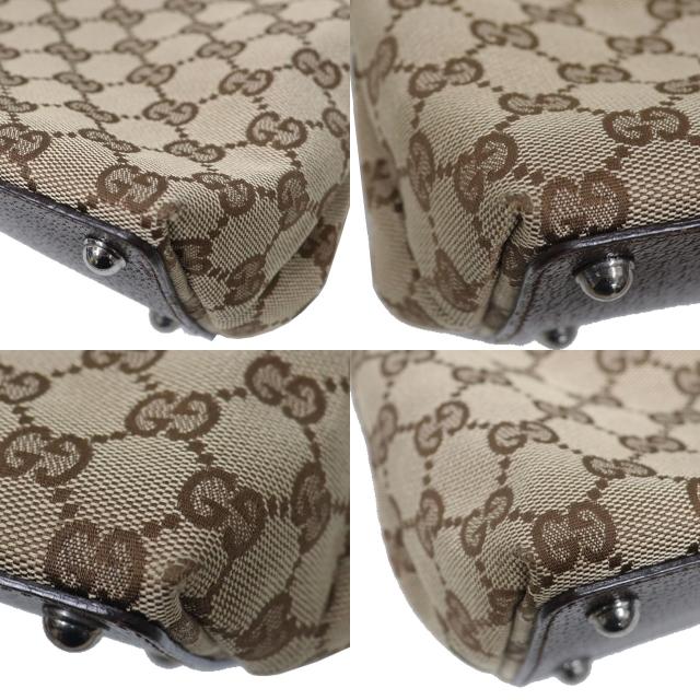 GGキャンバス グッチ GUCCI トートバッグ × レザー ベージュ ブラウン