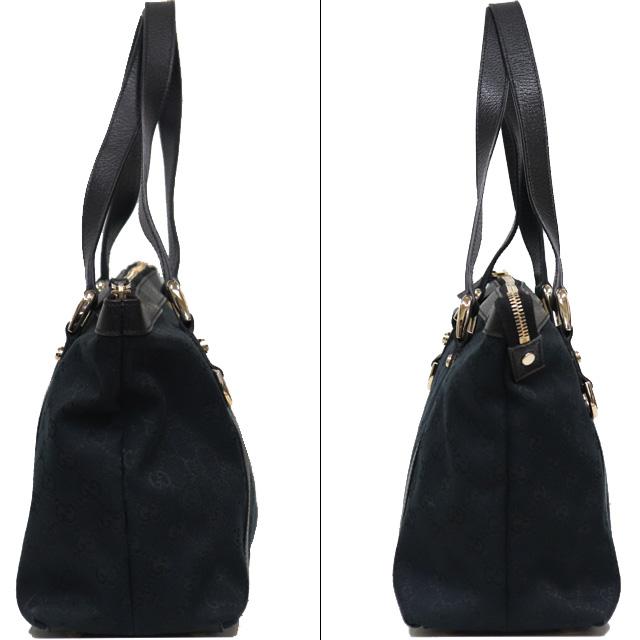 GGキャンバス グッチ GUCCI アビー トートバッグ レザー 黒 ゴールド